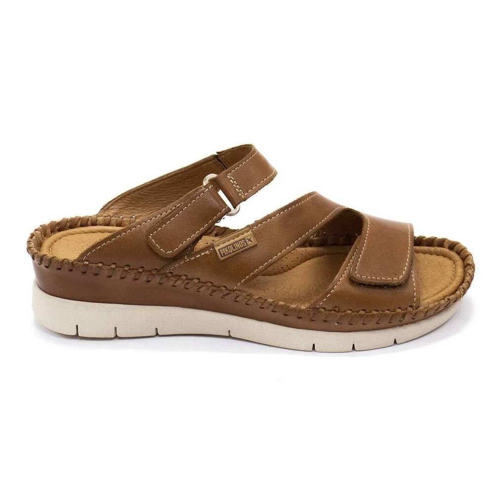 NEW PIKOLINOS women's altea leather wedge sandals in brandy
